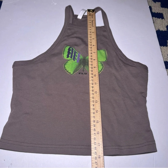 Fabletics Women's Live-In Butterfly Halter Tank Top Willow Bark Size Small Y2K - Picture 7 of 10
